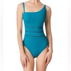 BLEU ROD BEATTIE Behind The Seams One Shoulder One Piece Swimsuit size 12 NWT